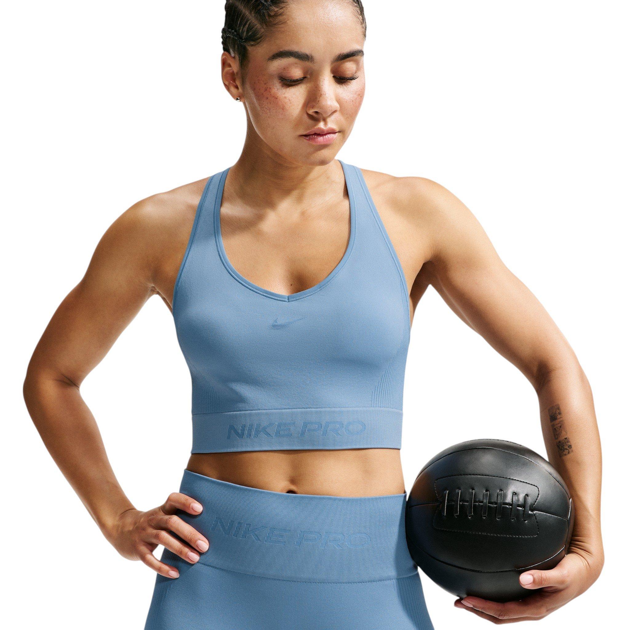 Nike Women's Pro Seamless Dri-FIT Cropped Tank Top - Blue - BLUE